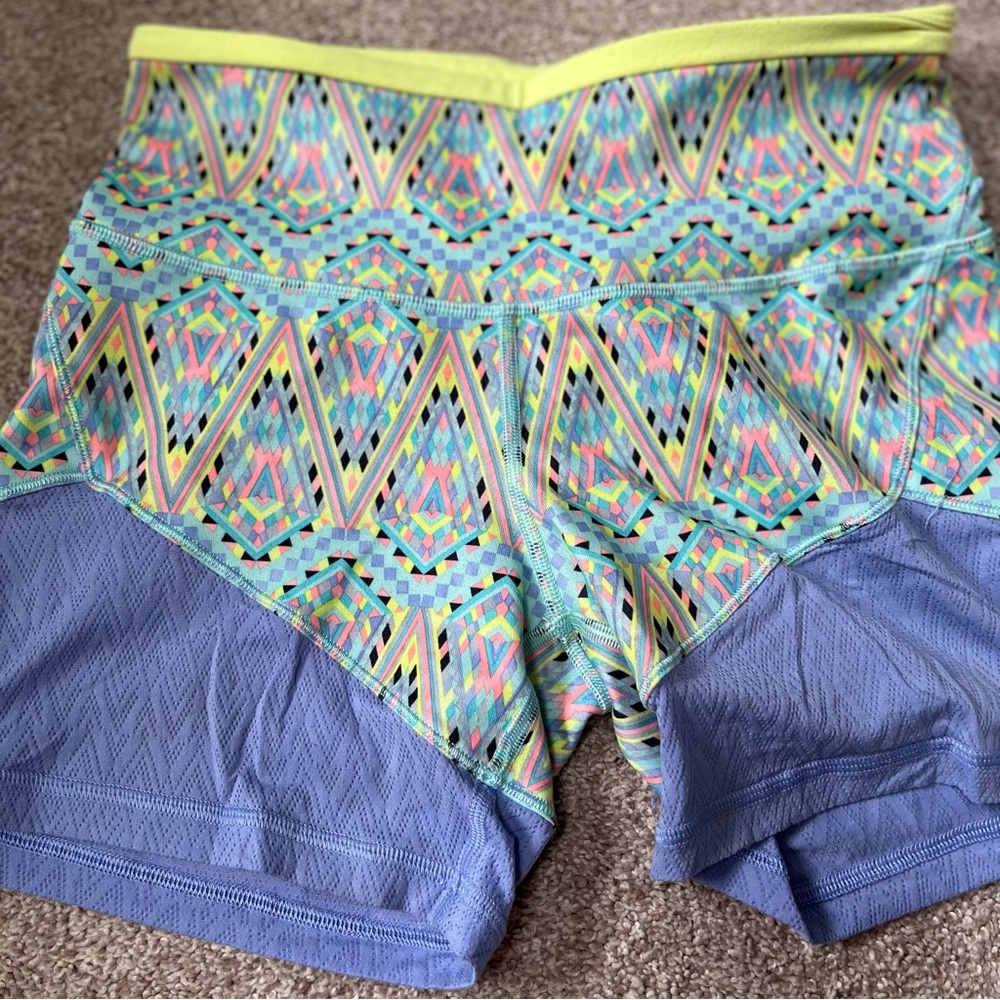 Ivivva Blue and Yellow Bike Shorts with Elastic Waistband